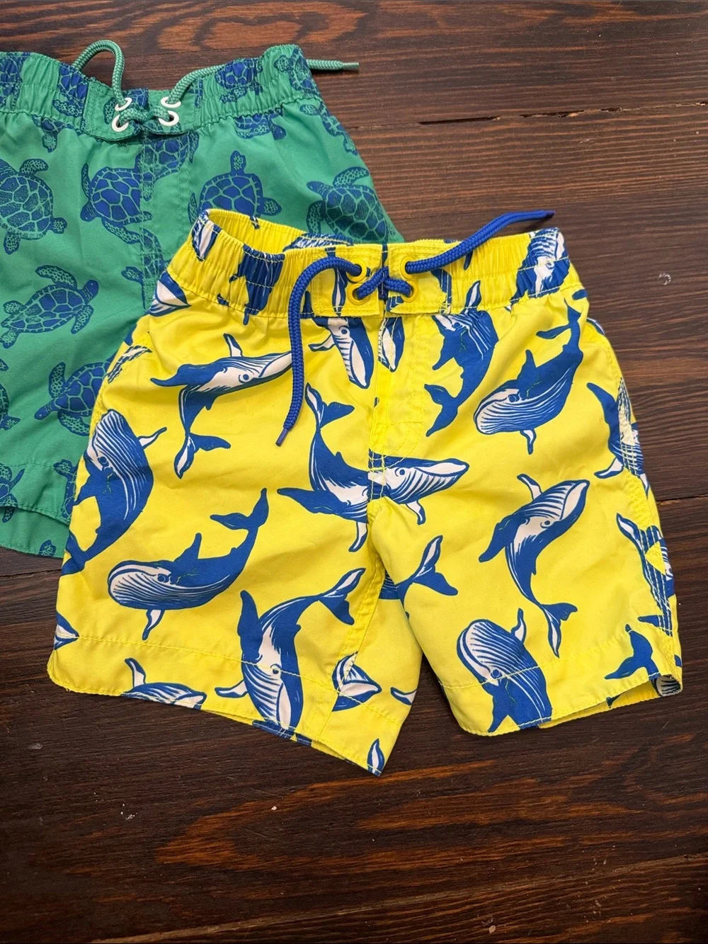 3T Swim Shorts - Yellow Whale & Green Turtle Prints Set C#2